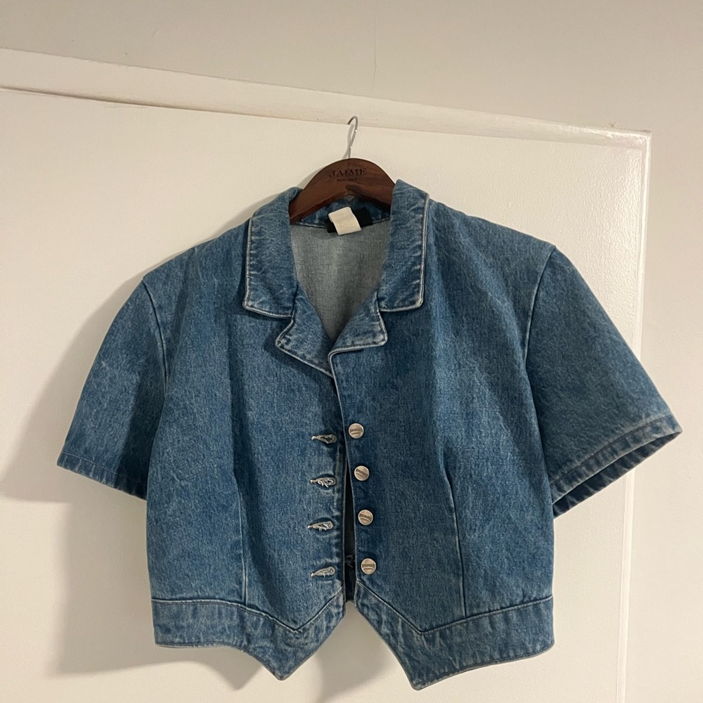 Vintage Western Blue Denim Cropped Top